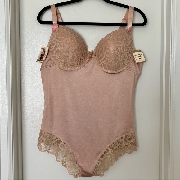 NWT! ⭐️ Spree Intimates • Lace Trim Push Up Bodysuit - Color Nude, Size 1X - Picture 16 of 16